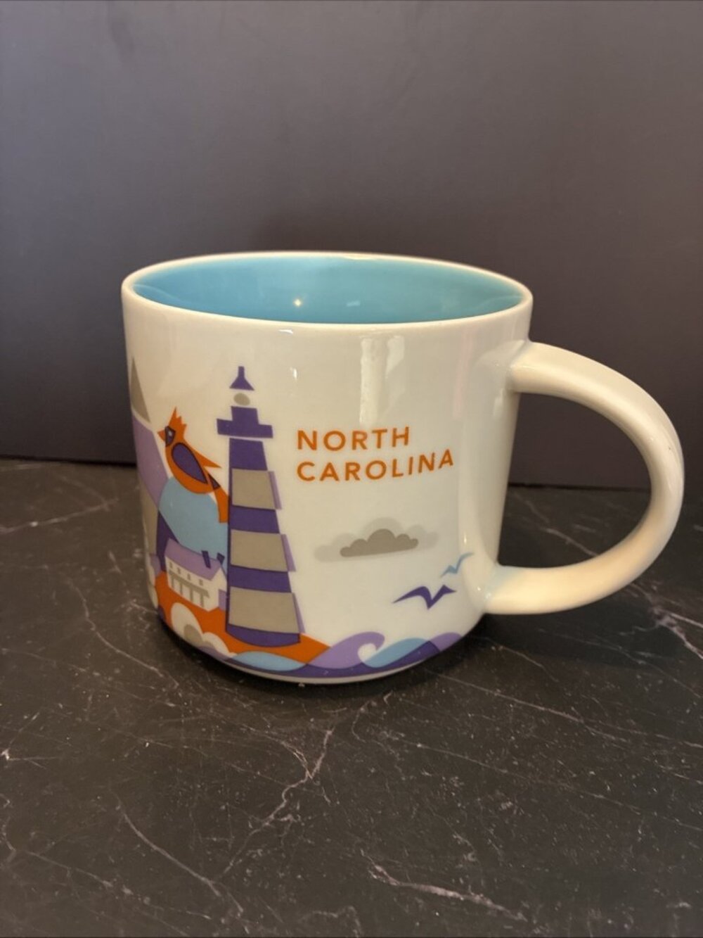 Starbucks North Carolina You Are Here Mug 2014 Collector Series Blue Interior